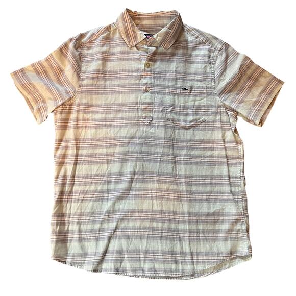 Vineyard Vines Men's 100% Cotton Short Sleeve Popover Shirt.  Size Medium - Picture 1 of 7